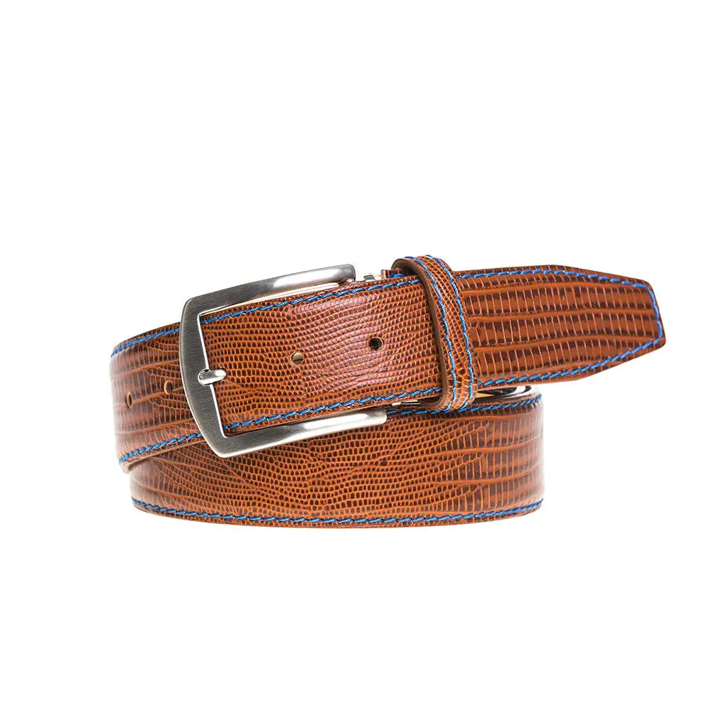 Cognac Mock Lizard Belt by Roger Ximenez handmade in Miami