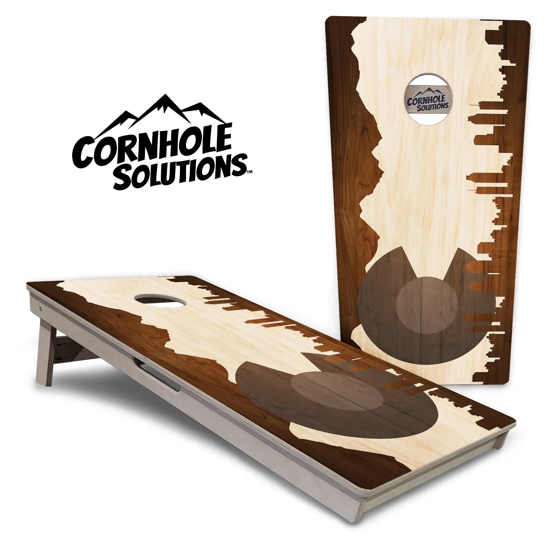 Colorado Natural Wood Skyline Cornhole Boards - Professional Tournament Series Cornhole Solutions