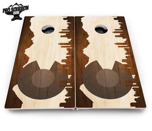 Colorado Wood Skyline Cornhole Boards - Pro Solution Elite Series by Cornhole Solutions, custom cornhole board detail photo 4