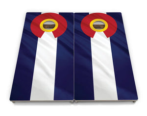 Colorful Colorado Flag Cornhole Boards - Professional Tournament Series by Cornhole Solutions, custom cornhole board detail photo 2