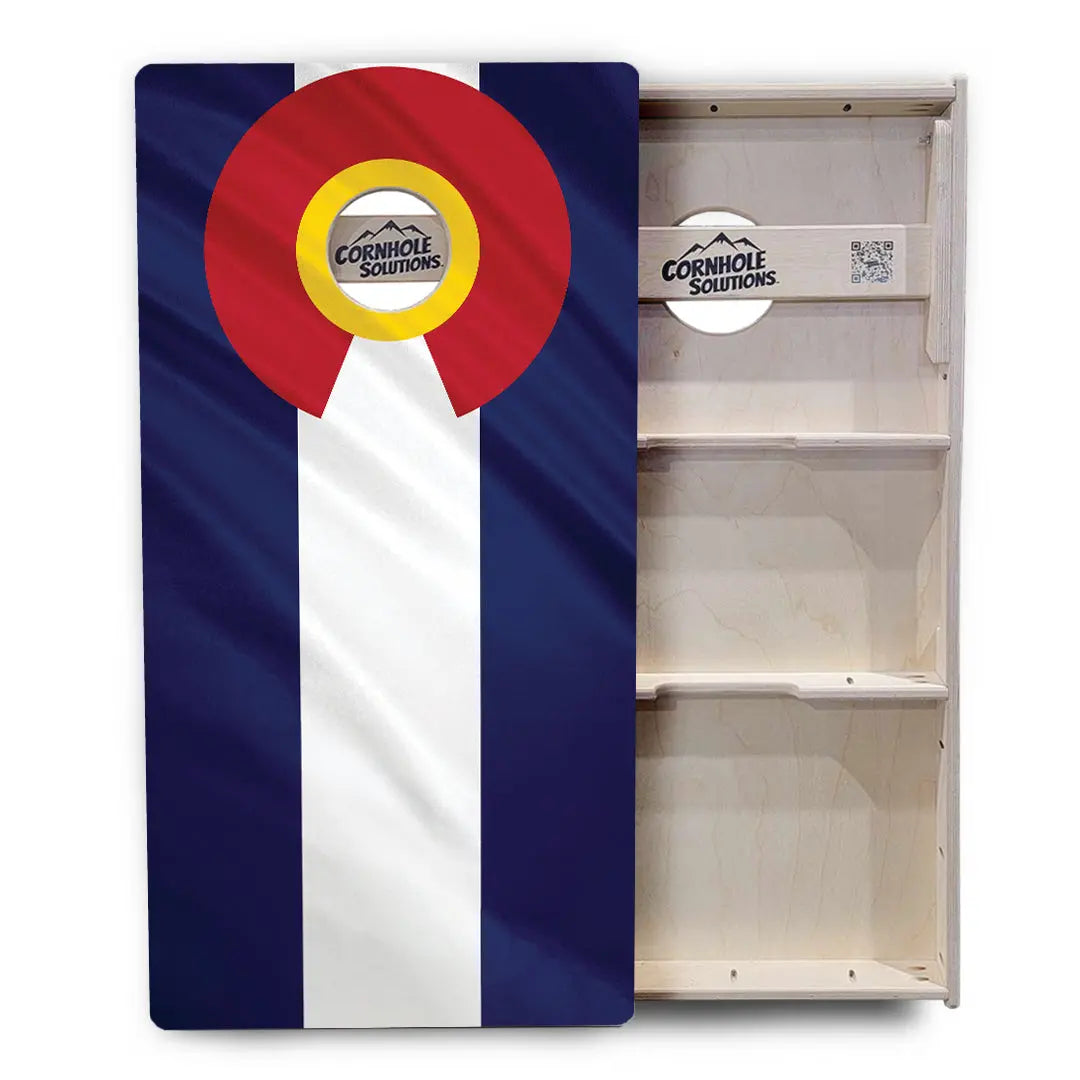 Colorful Colorado Flag Cornhole Boards - Professional Tournament Series by Cornhole Solutions, custom cornhole board detail photo 3