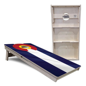 Colorful Colorado Flag Cornhole Boards - Professional Tournament Series by Cornhole Solutions, custom cornhole board detail photo 4