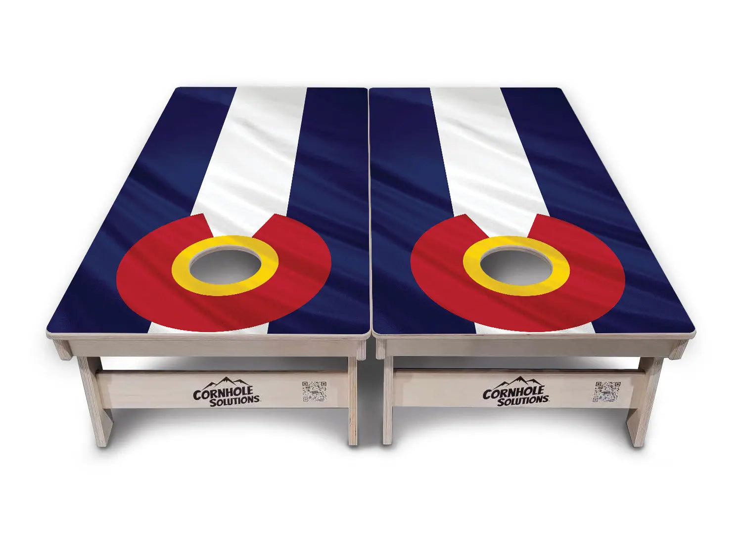 Colorful Colorado Flag Cornhole Boards - Professional Tournament Series by Cornhole Solutions, custom cornhole board detail photo 5