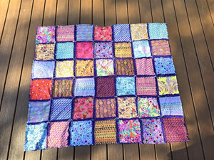 Colorful Rag Quilt Throw, Cotton Patchwork Lap Quilt with Soft Fleece Backing, Handmade Boho Couch Blanket, Bright Scrap Quilt Gift by Maypop House Designs, blankets detail photo 8