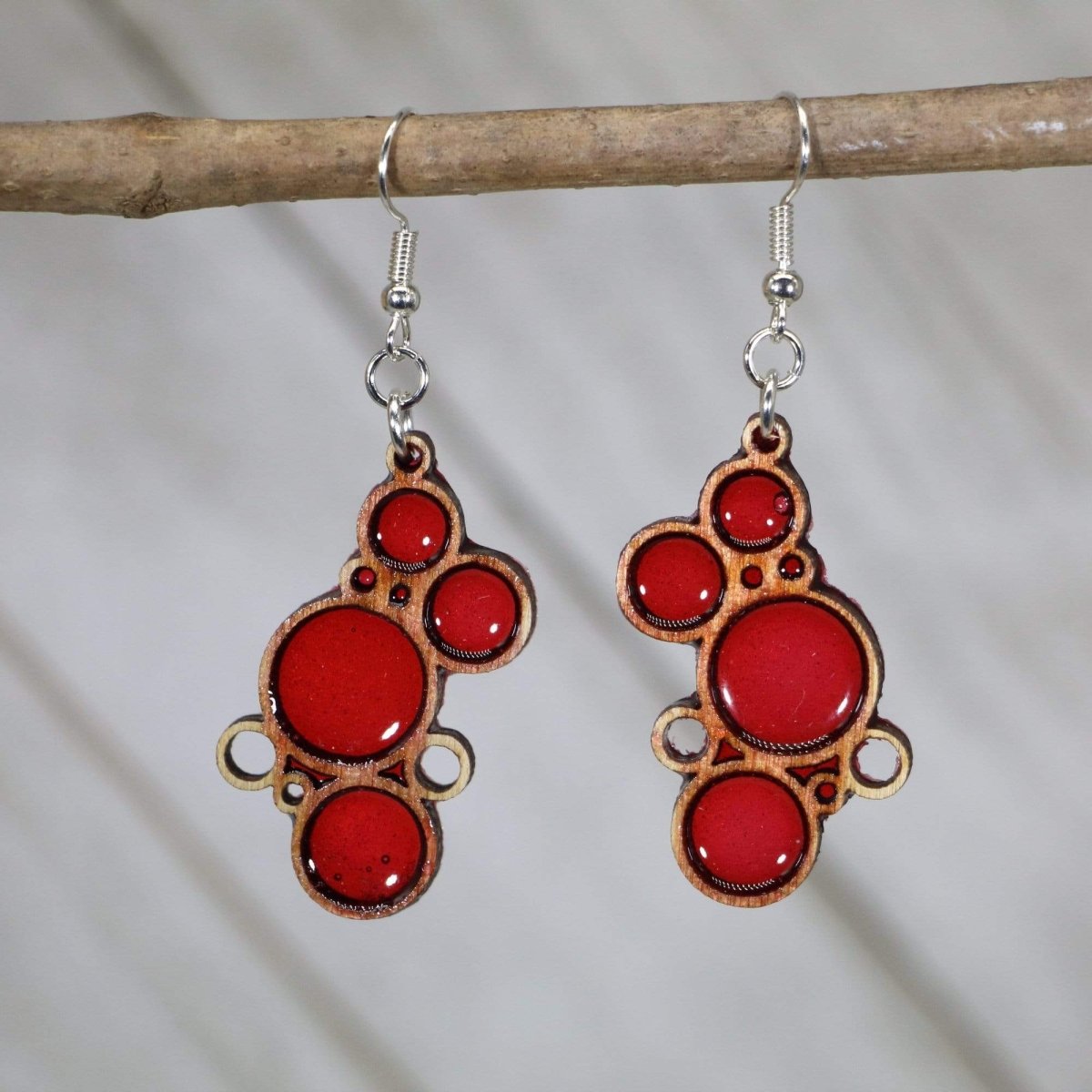 Colorful Boho Bubble Wooden Resin Earrings | Retro Statement Jewelry