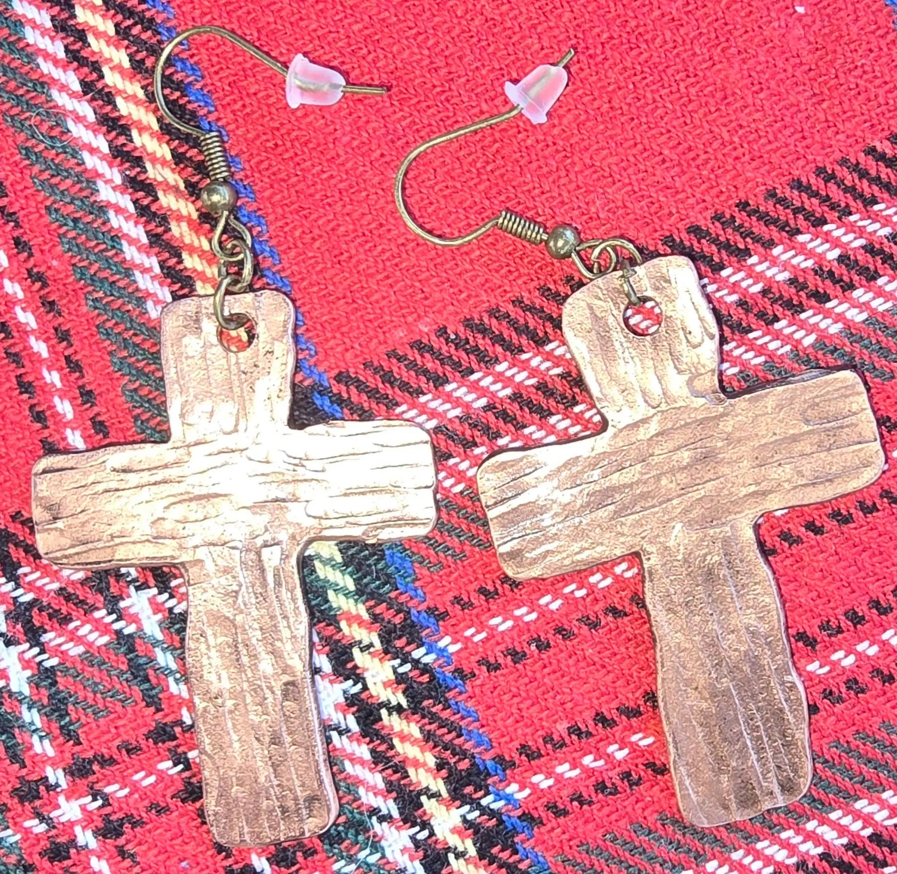 Copper Cross Earrings by Redbeard's Forge LLC, handmade jewelry main product photo