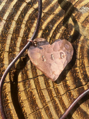 Copper Heart Pendents by Redbeard's Forge LLC, handmade necklace detail photo 2