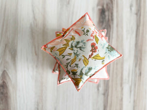 Coral and Blue Lavender Sachets, set of two by Dot and Army, Southern home decor detail photo 2