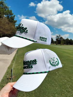 Couples Golf Hat - White Vintage Trucker Hat by KenzKustomz, Southern lifestyle apparel detail photo 2