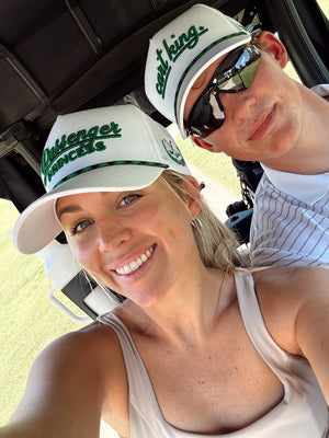Couples Golf Hat - White Vintage Trucker Hat by KenzKustomz, Southern lifestyle apparel detail photo 3