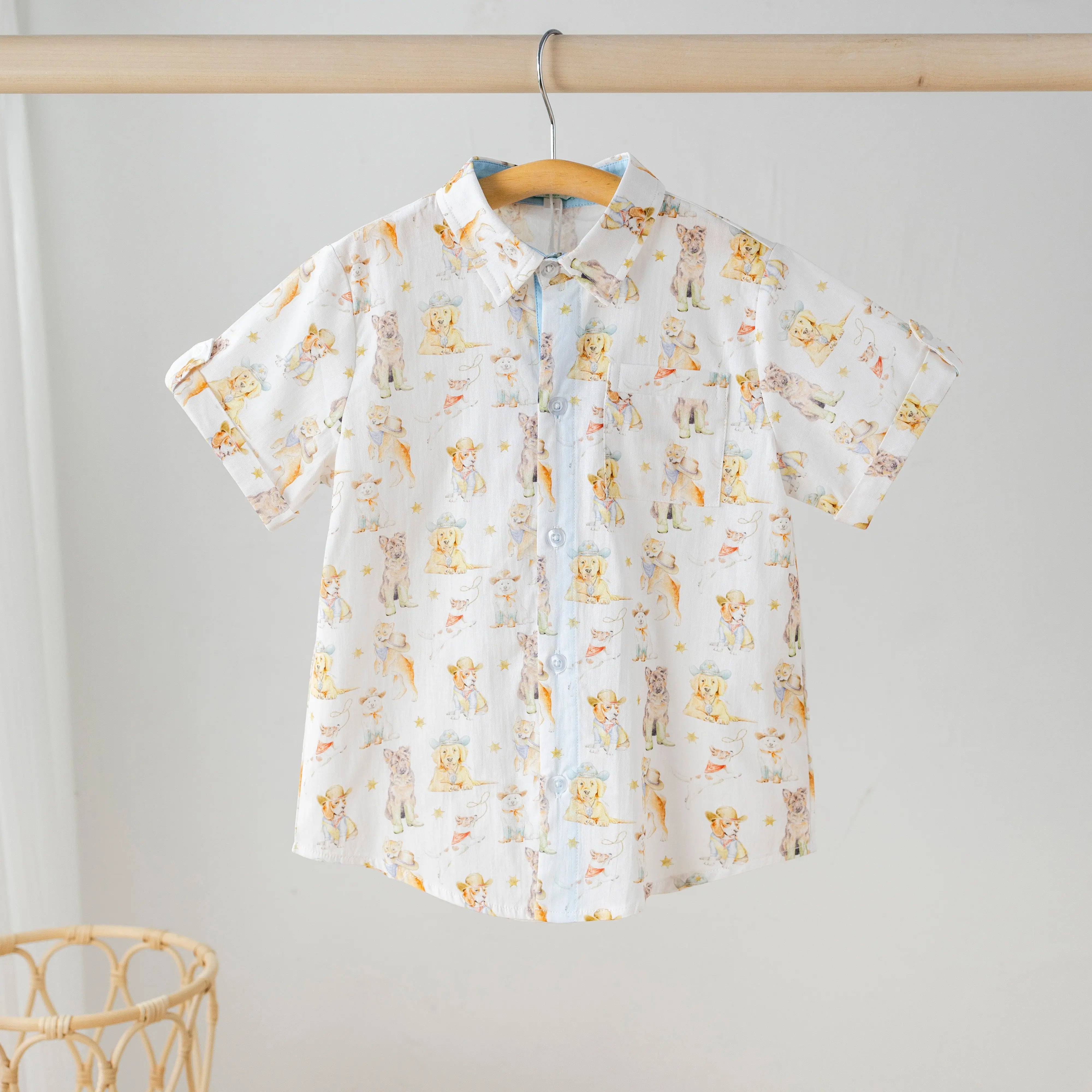 Cowboy Pups Short Sleeve Collared Shirt Nola Tawk
