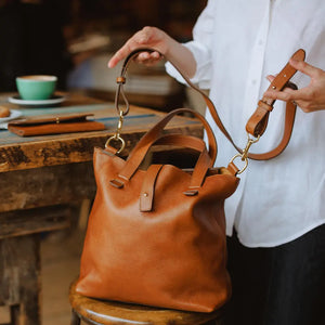 Craft & Forge Leather Tote by Mission Mercantile Leather Goods, handmade leather goods detail photo 2