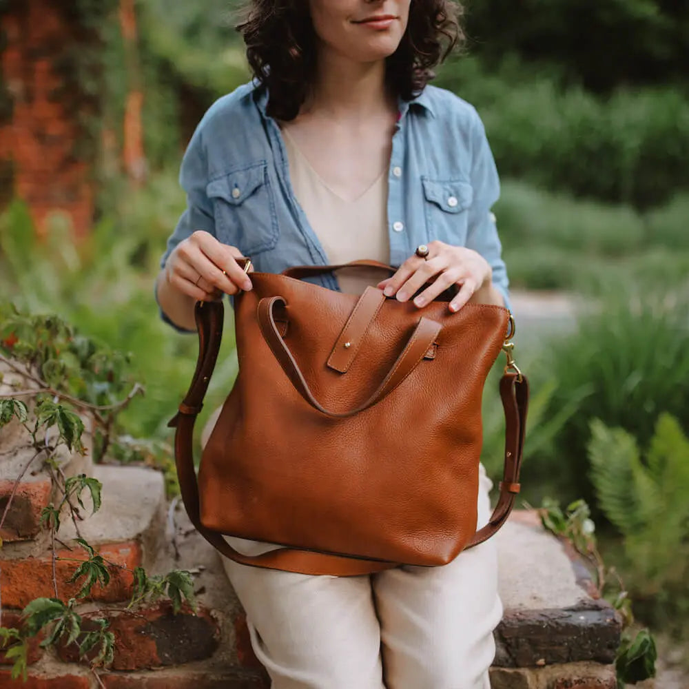Craft & Forge Leather Tote by Mission Mercantile Leather Goods, handmade leather goods detail photo 3