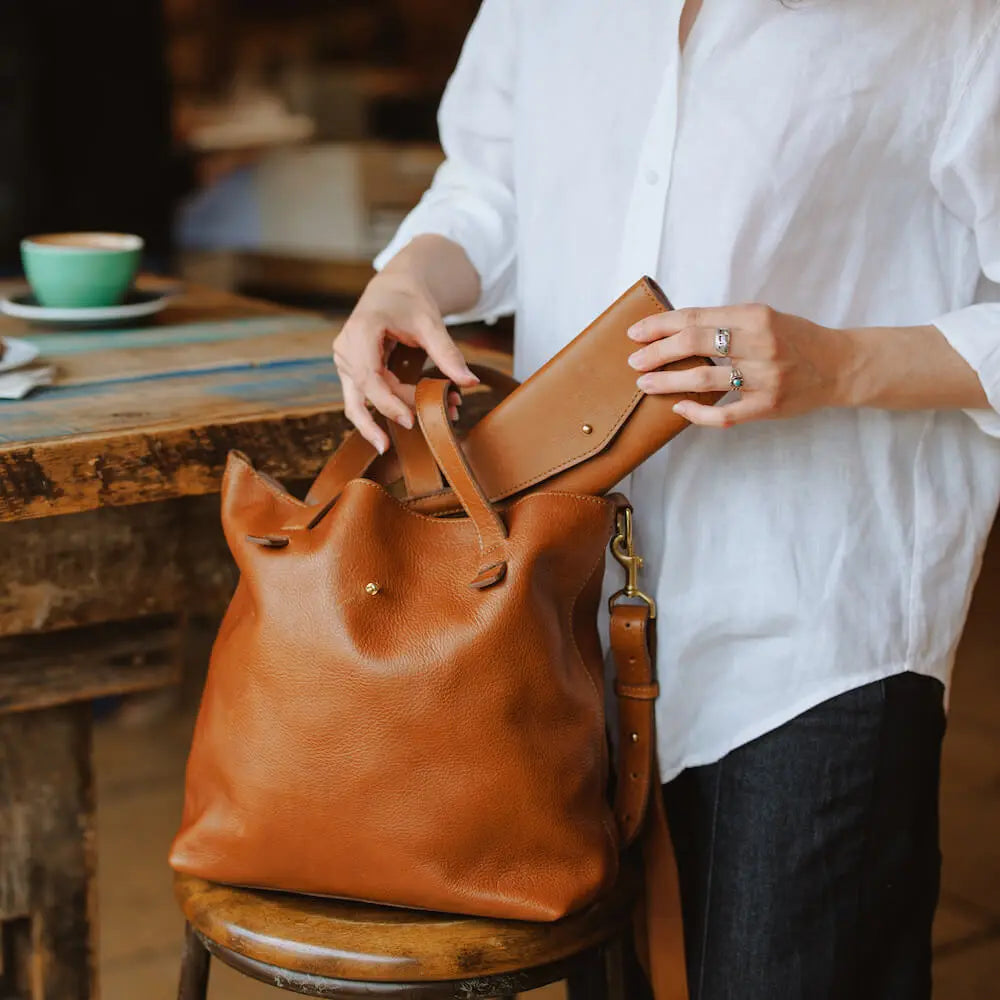 Craft & Forge Leather Tote by Mission Mercantile Leather Goods, handmade leather goods detail photo 5