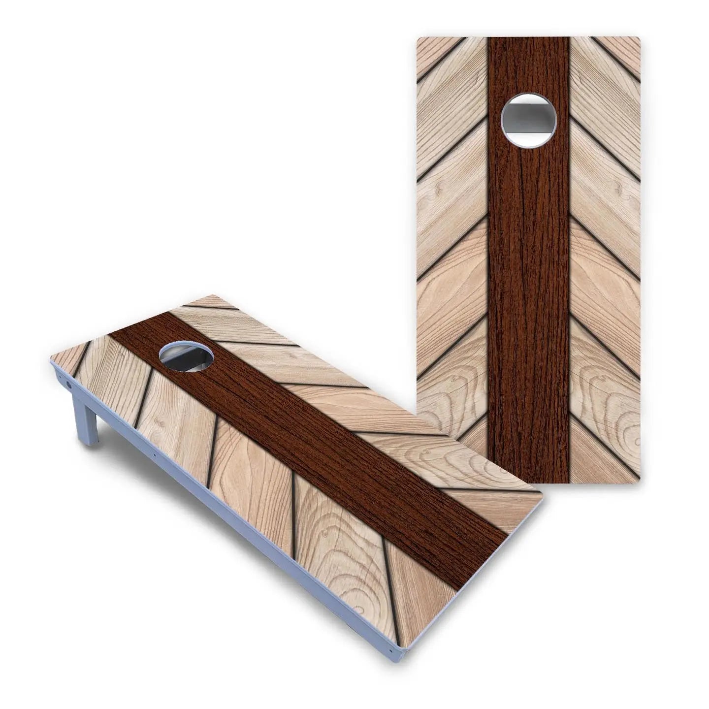 Cream Planks Cornhole Boards - All Weather Series by Cornhole Solutions, custom cornhole board detail photo 2
