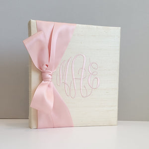 Baby Memory Book - Cream Silk (w/ SATIN Bow) by AP Creations in Tuscaloosa, paper gift main product photo