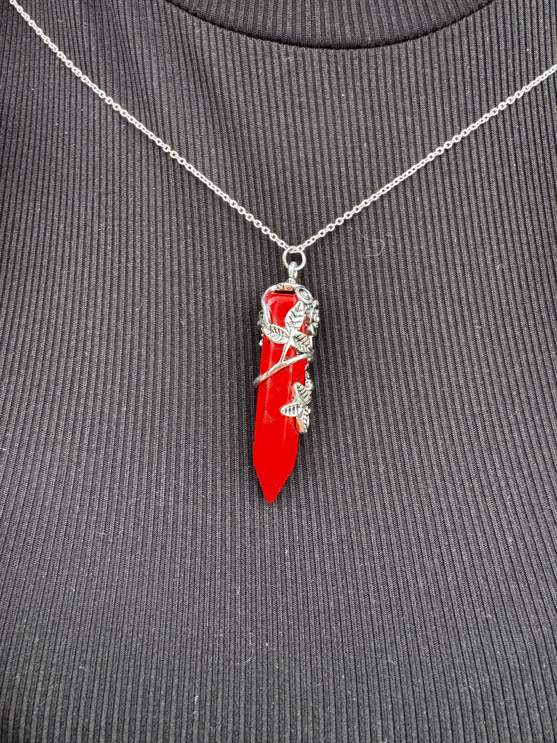 Crimson Thorns Necklace by Mushroom Lady Co, handmade jewelry main product photo
