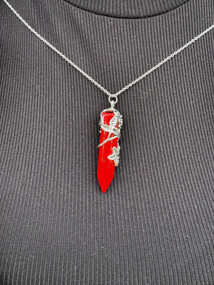 Crimson Thorns Necklace by Mushroom Lady Co, handmade jewelry main product photo