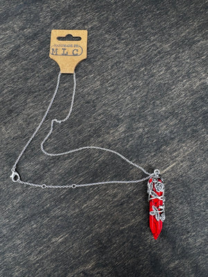 Crimson Thorns Necklace by Mushroom Lady Co, handmade jewelry detail photo 2
