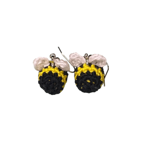 Crochet Bee Earrings - Handmade Hypoallergenic Cotton Earrings Whimsical Accessories by Klassy Krafts, handmade jewelry main product photo