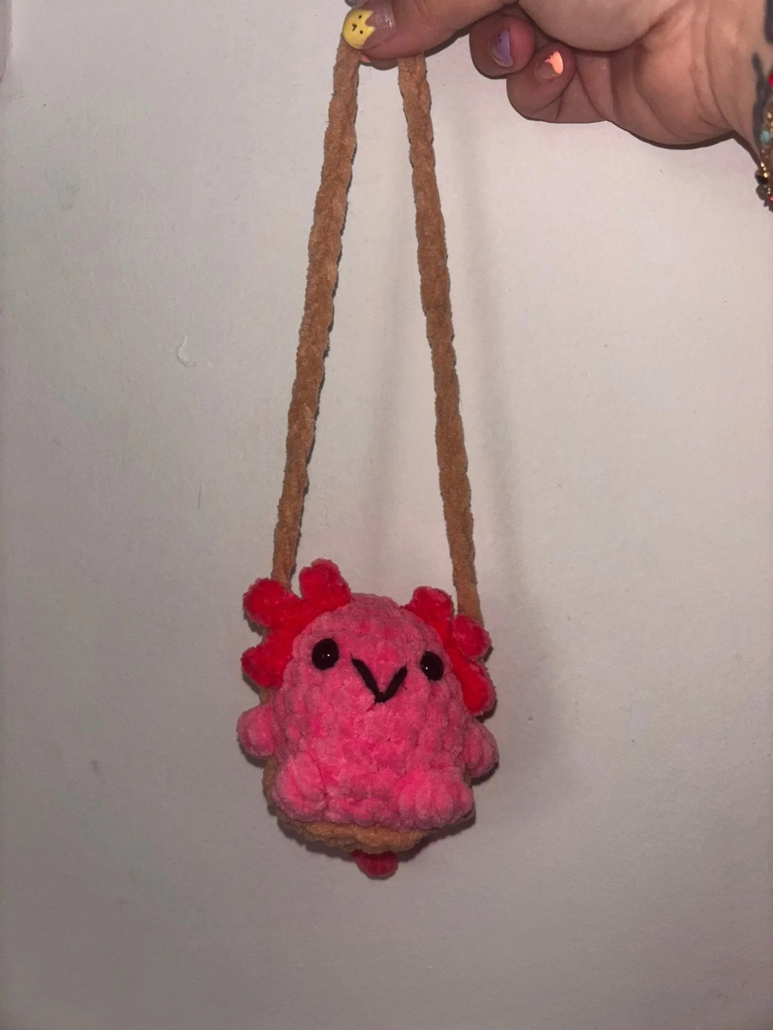 Crocheted Axolotl Car Swing by Klassy Krafts, 3D printed toy main product photo
