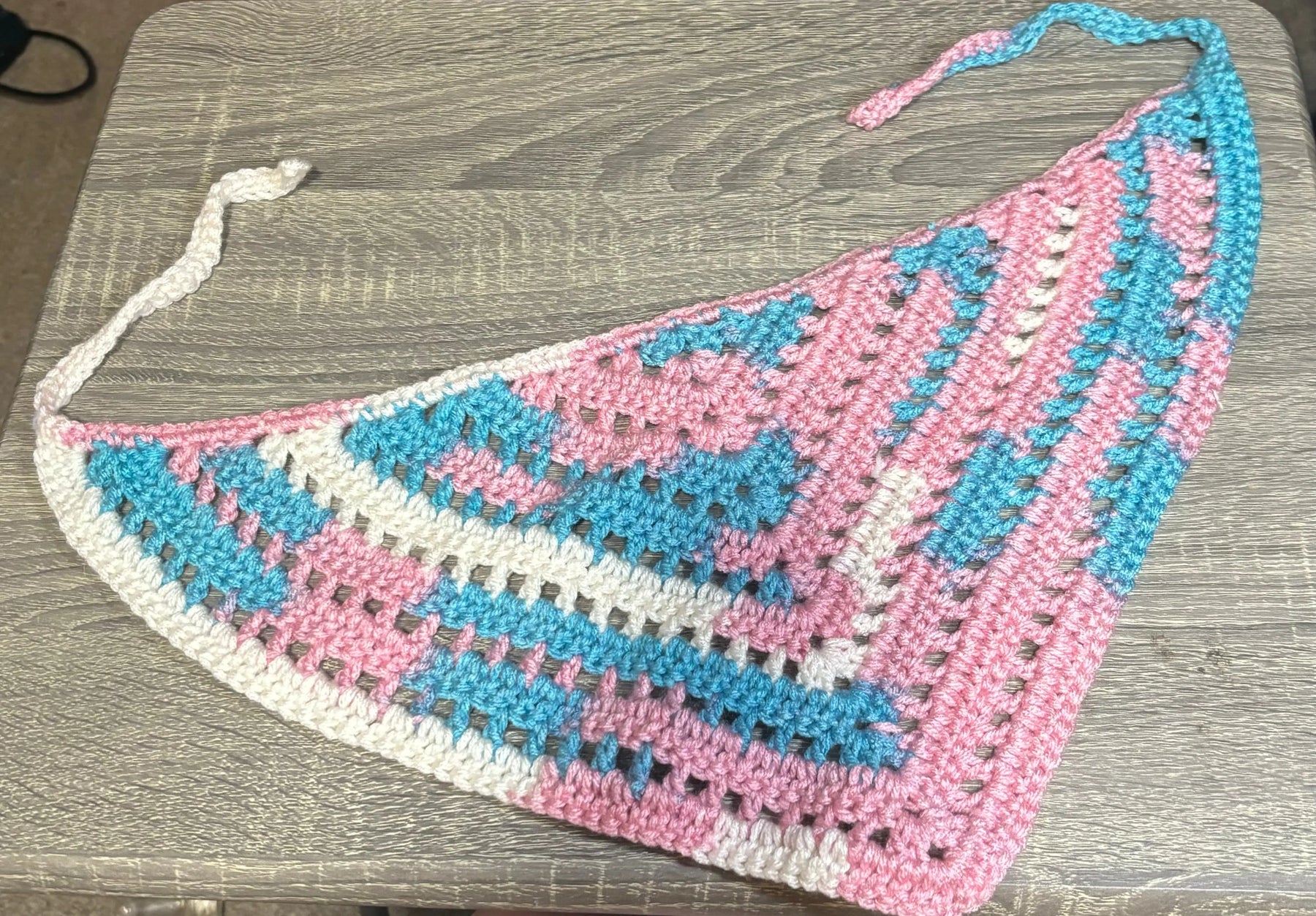 Crocheted Pride Flag Bandana - Handmade LGBTQ Accessories Mississippi by Klassy Krafts, pet accessory detail photo 5