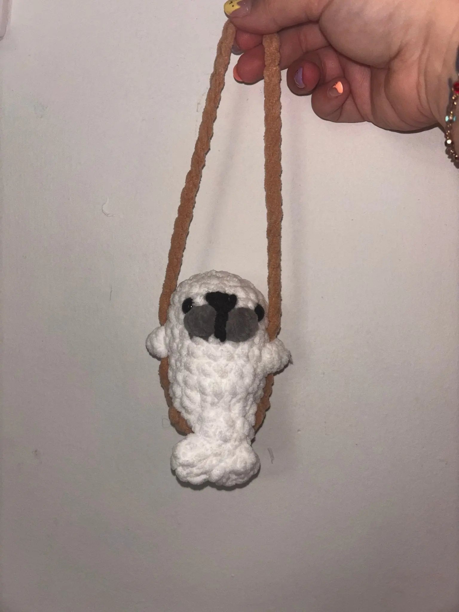 Crocheted Seal Car Swing by Klassy Krafts, 3D printed toy main product photo