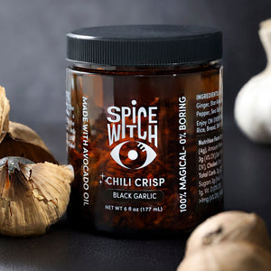 Black Garlic avocado oil chili crisp by Spice Witch