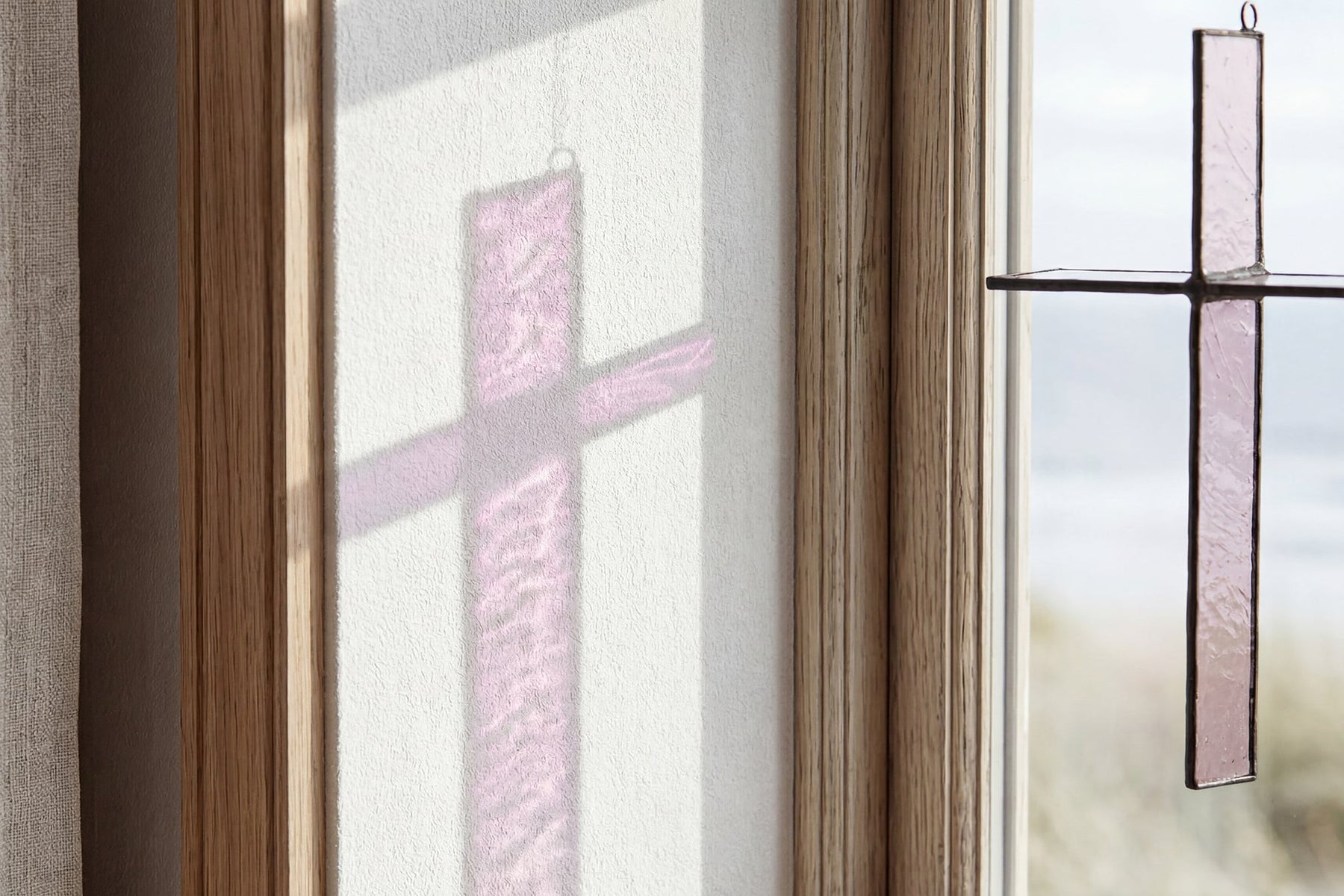 Harvest Orange Cross Suncatcher styled as modern faith-based home decor