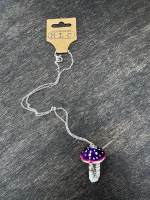 Crystal Shroom Necklace | Cottagecore Mushroom Jewelry Gift by Mushroom Lady Co, handmade jewelry detail photo 2