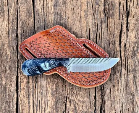 Custom Belt Knife with Epoxy Resin Handle – 8" Rasp Steel by Damascus Knife Store, Damascus knife main product photo