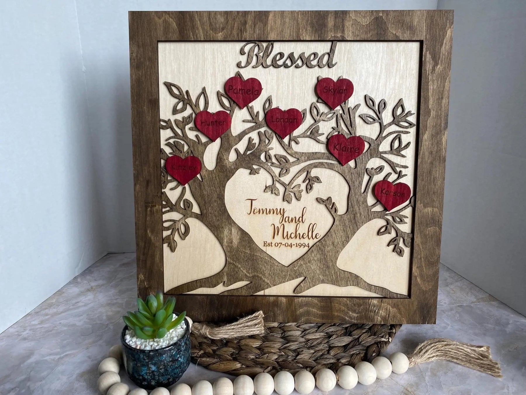 Custom Wood Family Tree Sign by Poor Hog Customs, Southern home decor detail photo 7