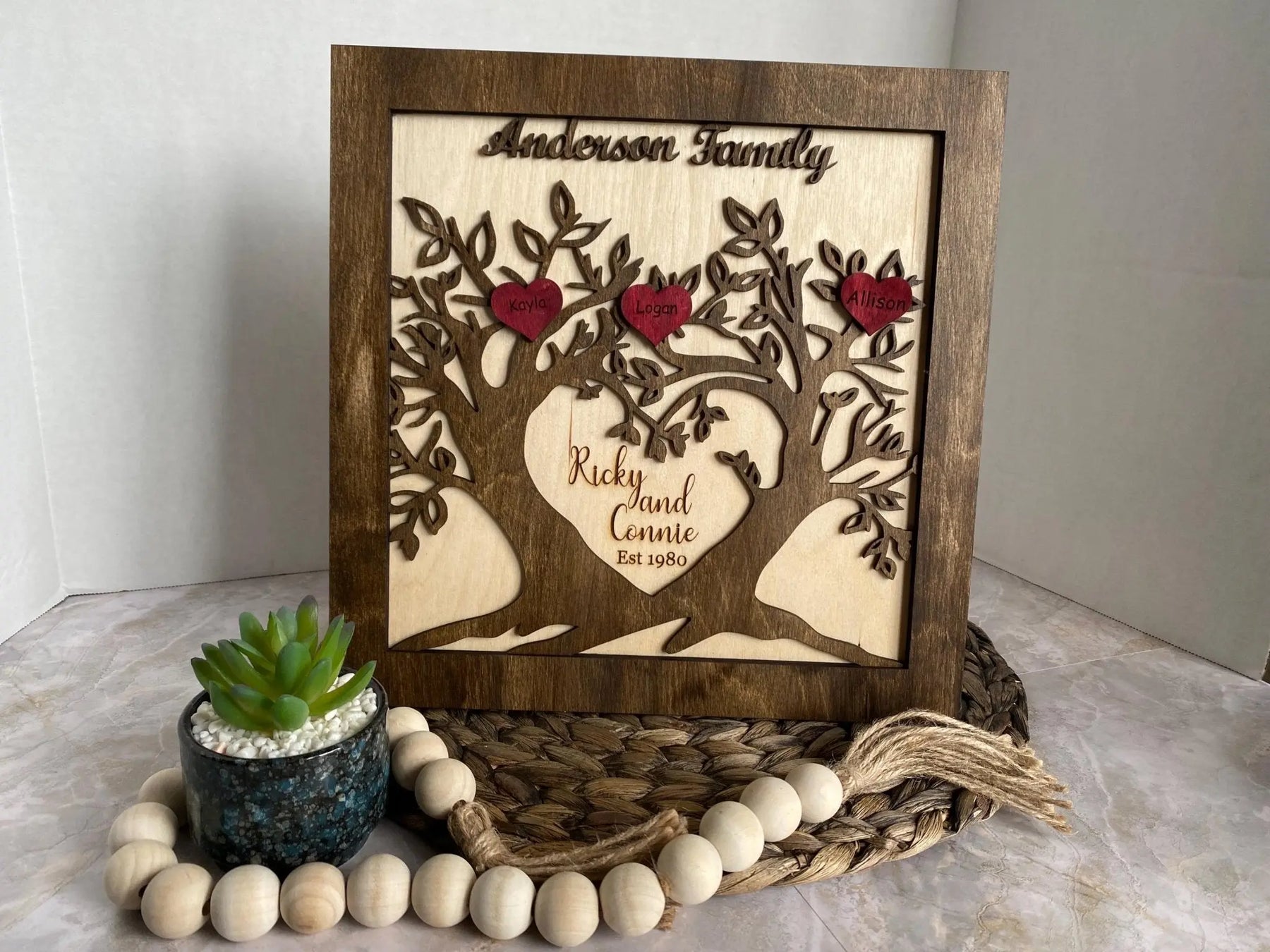 Custom Wood Family Tree Sign by Poor Hog Customs, Southern home decor detail photo 9