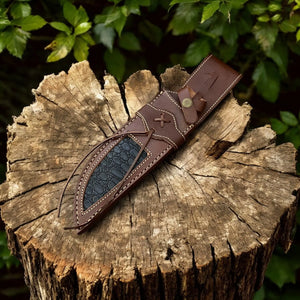 Custom Handmade Bowie Knife - 14" Damascus Steel Blade, Rosewood & Bone Handle by Damascus Knife Store, Damascus knife detail photo 6
