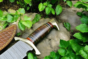 Custom Handmade Bowie Knife - 15" Damascus Steel Blade, Rosewood Handle by Damascus Knife Store, Damascus knife detail photo 3