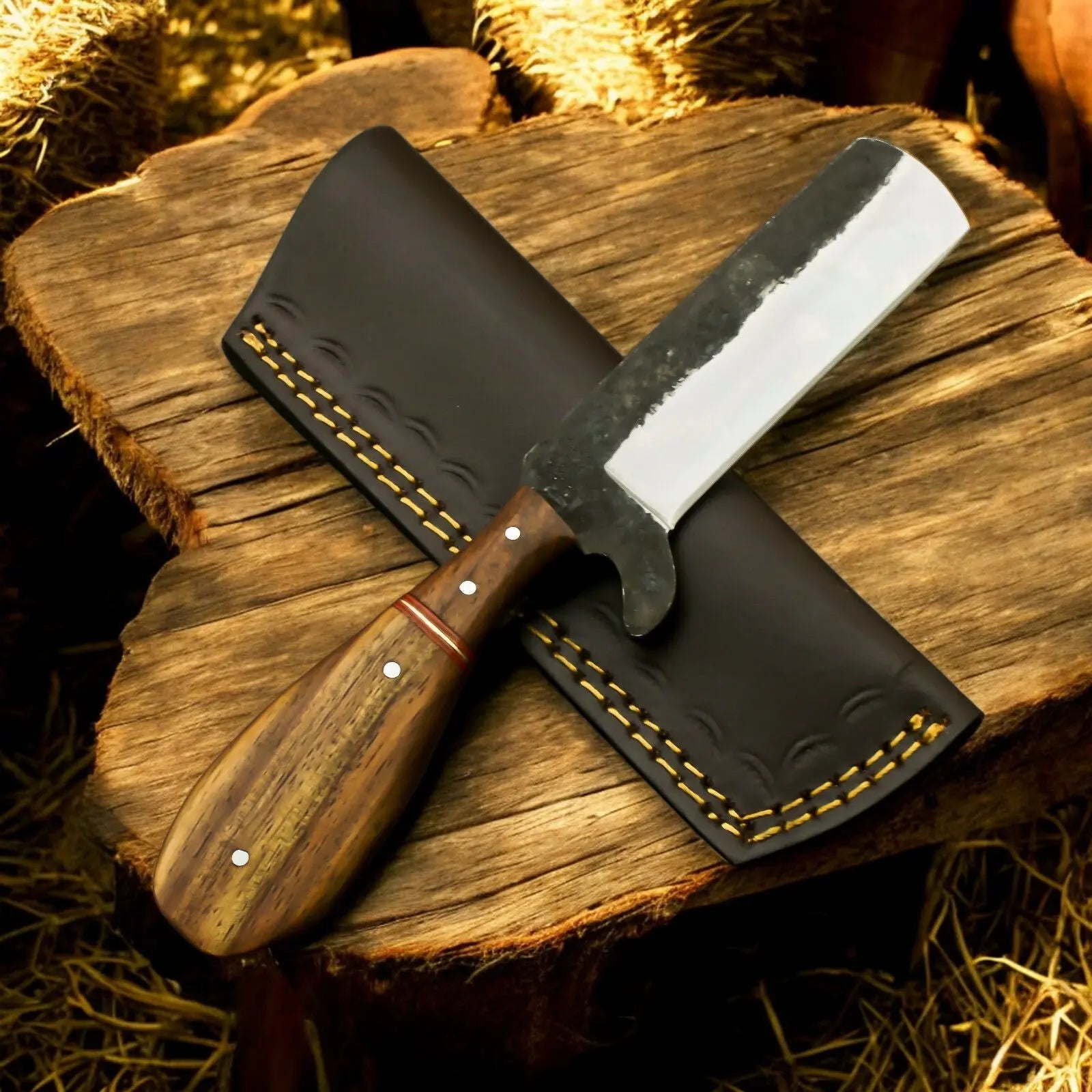 Custom Handmade Bull Cutter Knife – 1095 Forged Steel Damascus Knife Store