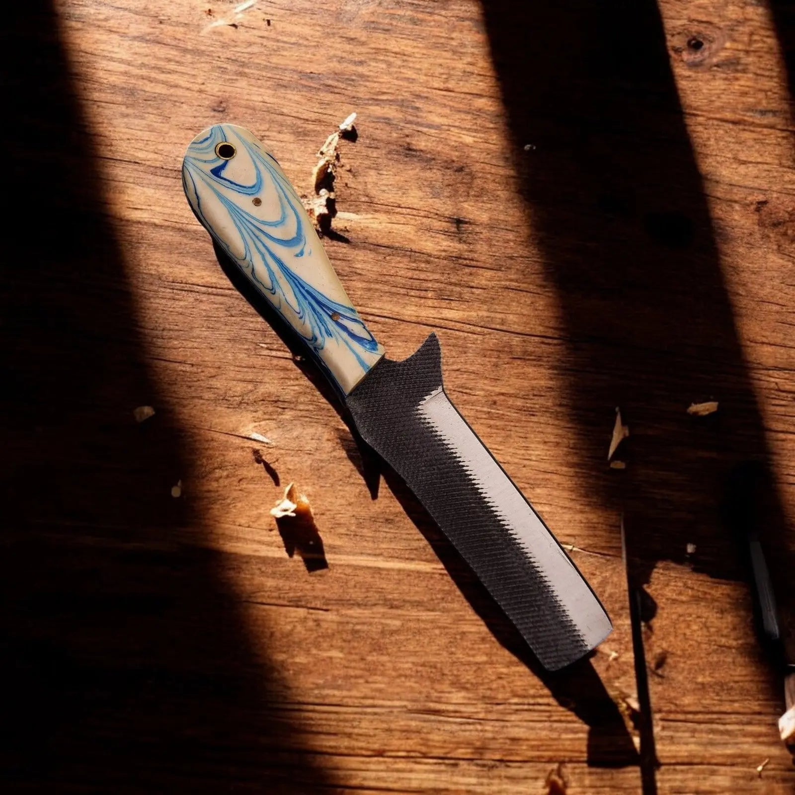 Custom Handmade Bull Cutter Knife – 8" File Tool Steel by Damascus Knife Store, Damascus knife detail photo 2