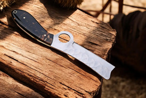Custom Handmade Bull Cutter Knife – Exotic Wood Handle by Damascus Knife Store, Damascus knife main product photo