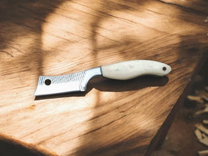 Custom Handmade Bull Cutter Knife – Rasp Tool Steel, 8" by Damascus Knife Store, Damascus knife detail photo 2