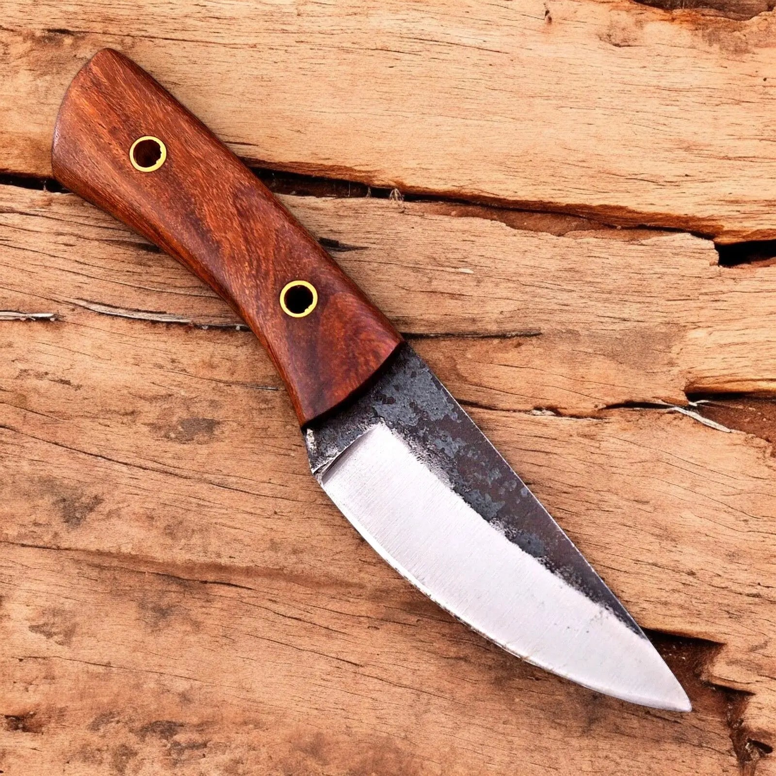 Custom Handmade Carbon Steel Skinning Knife – Rosewood Handle by Damascus Knife Store, Damascus knife main product photo