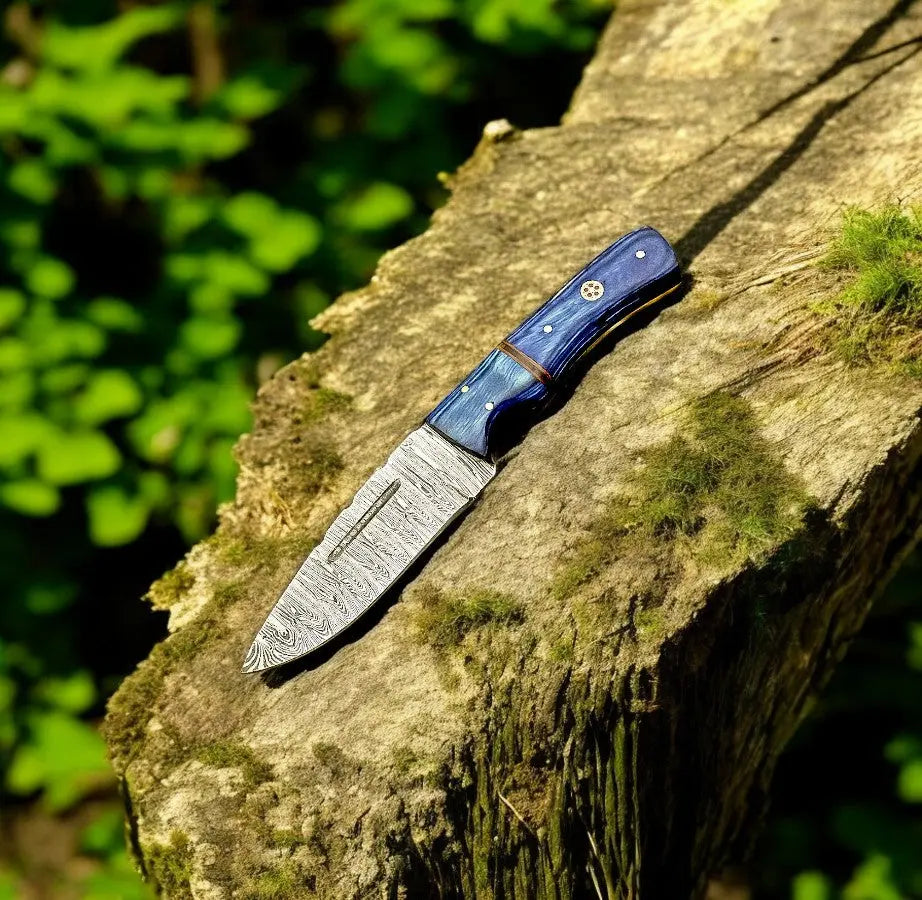Custom Handmade Damascus Hunting Knife – Exotic Wood Handle by Damascus Knife Store, Damascus knife main product photo