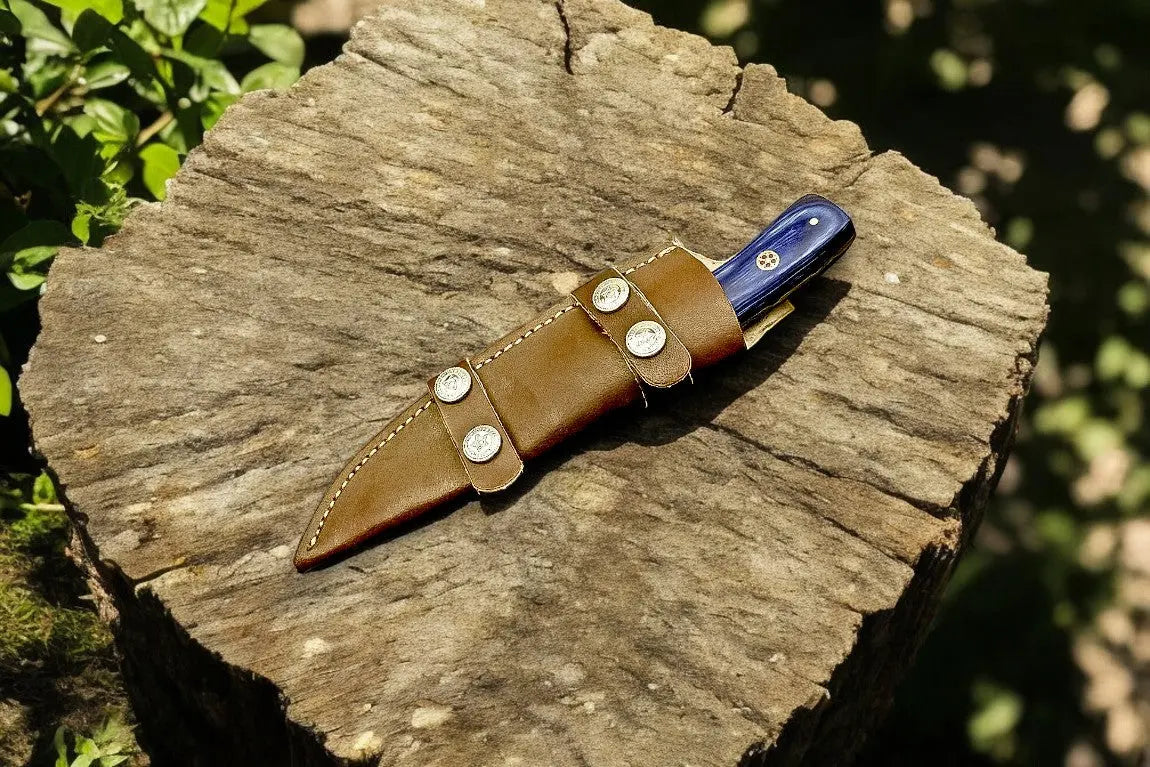 Custom Handmade Damascus Hunting Knife – Exotic Wood Handle by Damascus Knife Store, Damascus knife detail photo 3