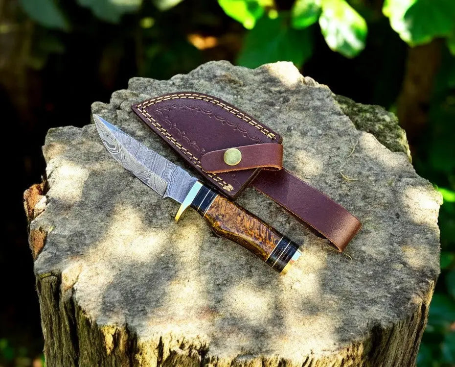 Custom Handmade Damascus Hunting Knife with Epoxy Handle by Damascus Knife Store, Damascus knife main product photo