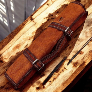 Custom Handmade Damascus Kitchen Knives Set – Leather Roll by Damascus Knife Store, Southern handmade gift detail photo 4