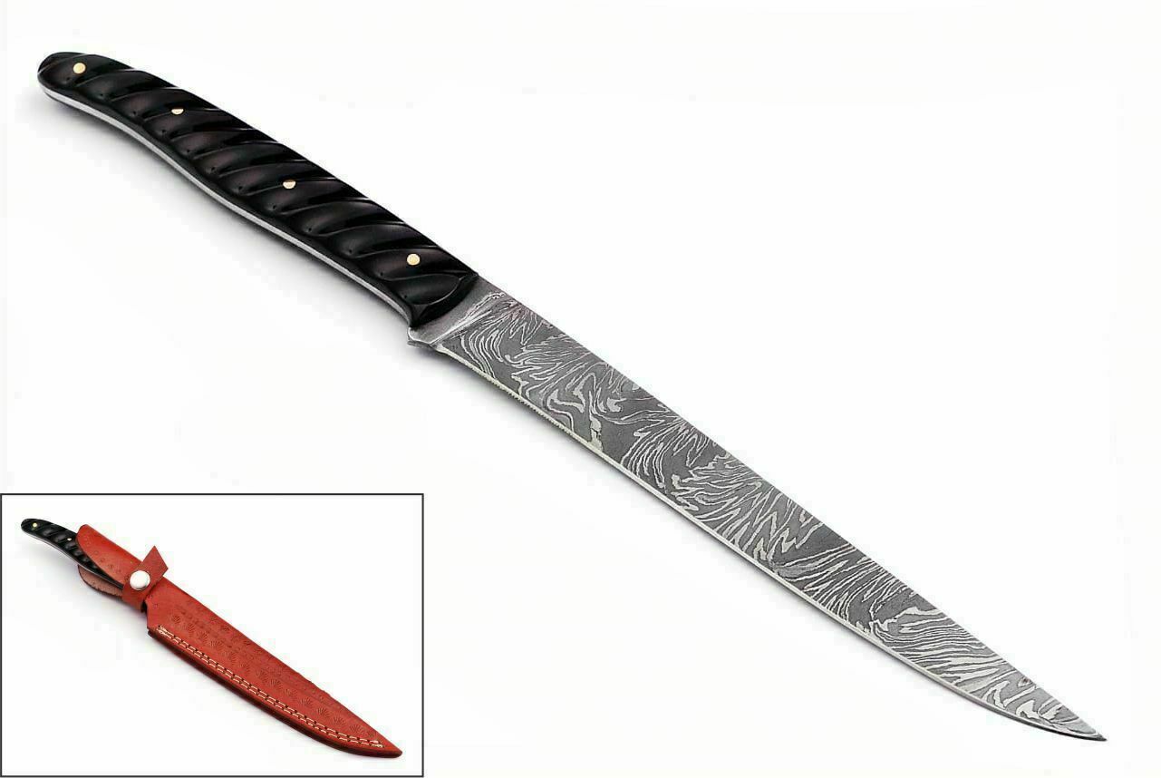 Handmade Damascus Steel Fillet Fishing Knife — Resin Handle