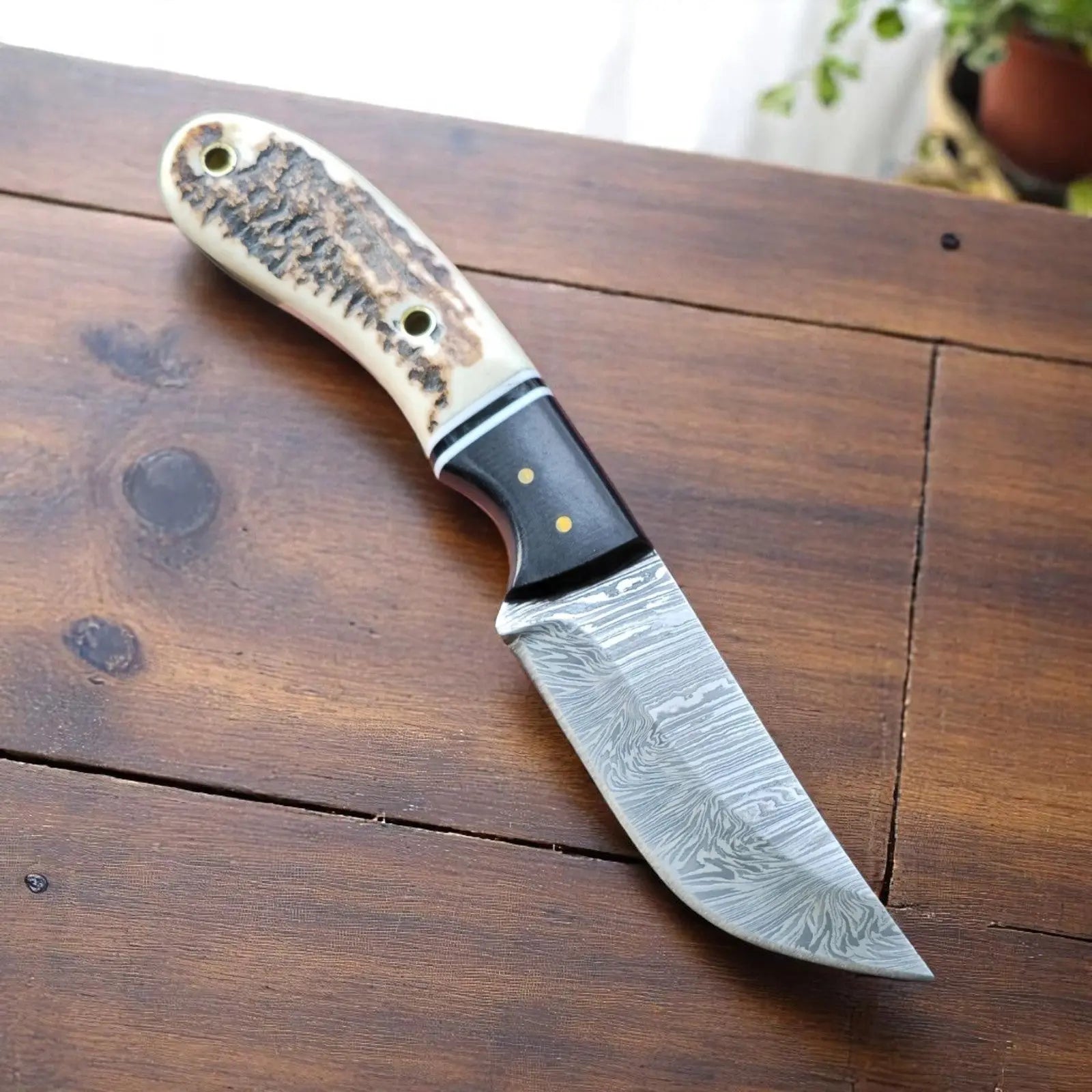 Custom Handmade Damascus Steel Hunting Knife – 7.75" Damascus Knife Store