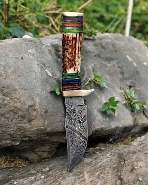Custom Handmade Hunting Knife – Damascus Steel Blade by Damascus Knife Store, Damascus knife detail photo 3