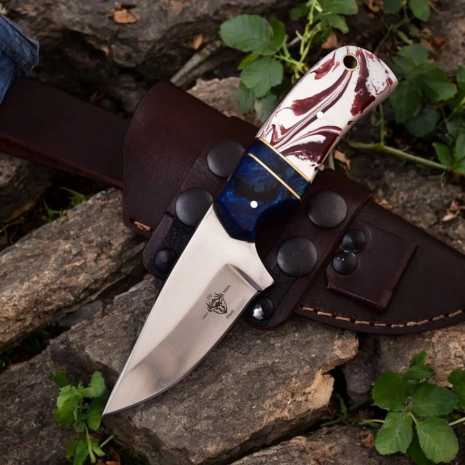 Custom Handmade Hunting Knife – High-Carbon Steel Blade by Damascus Knife Store, Damascus knife detail photo 2