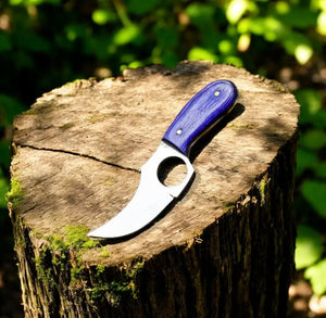 Custom Handmade Skinning Knife - D2 Steel Blade, Exotic Wood Handle by Damascus Knife Store, Damascus knife detail photo 2