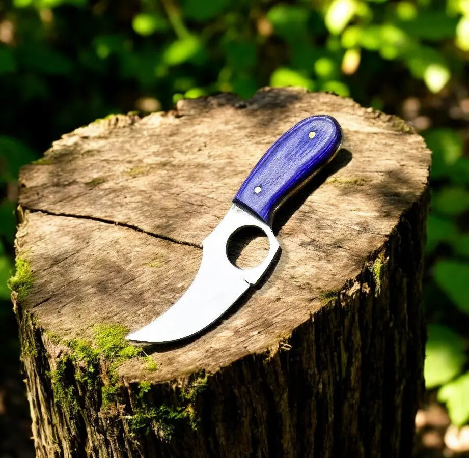 Custom Handmade Skinning Knife - D2 Steel Blade, Exotic Wood Handle Damascus Knife Store